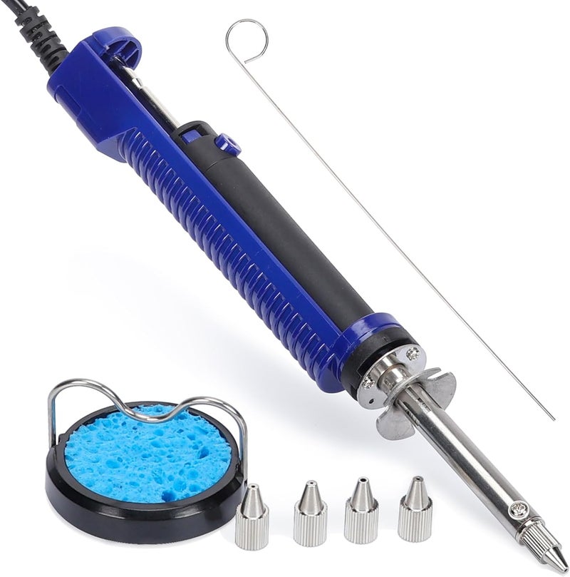 WeP 929D-V 2 IN 1 Desoldering Iron Electric Solder Sucker with 5 Nozzles 0.8/1.0/1.2/1.5mm Soldering Tool Kit with Built-in Desoldering Pump, Iron Stand, Sponge, Cleaning Pin Solder Remover - Image 1